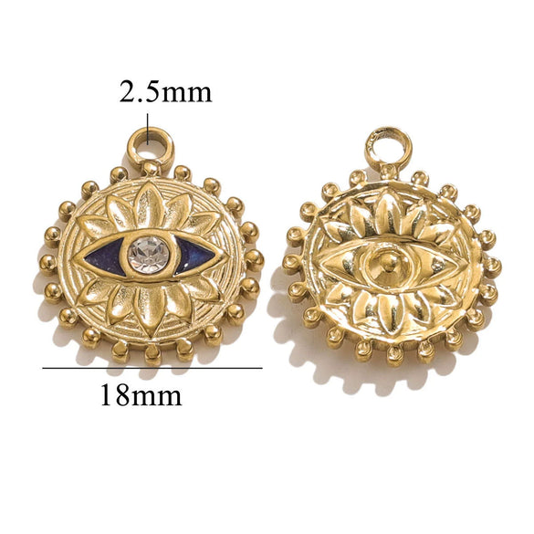 Stainless Steel Threedimensional Lotus Devil's Eye Pendant Jewelry Accessories With Inlay And Totem Pattern