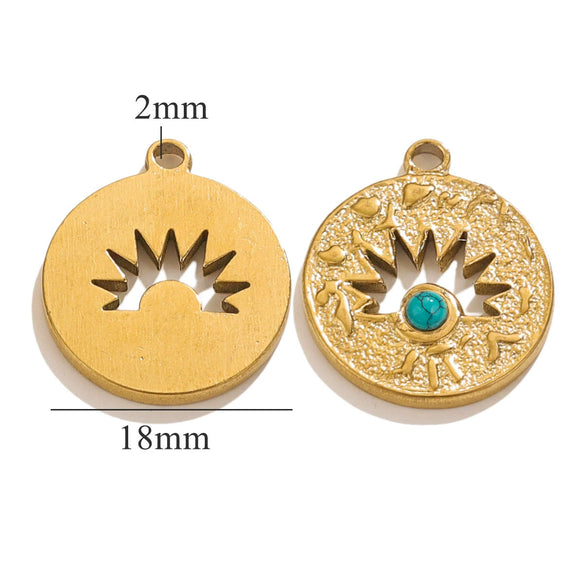 Stainless Steel Threedimensional Lotus Devil's Eye Pendant Jewelry Accessories With Inlay And Totem Pattern