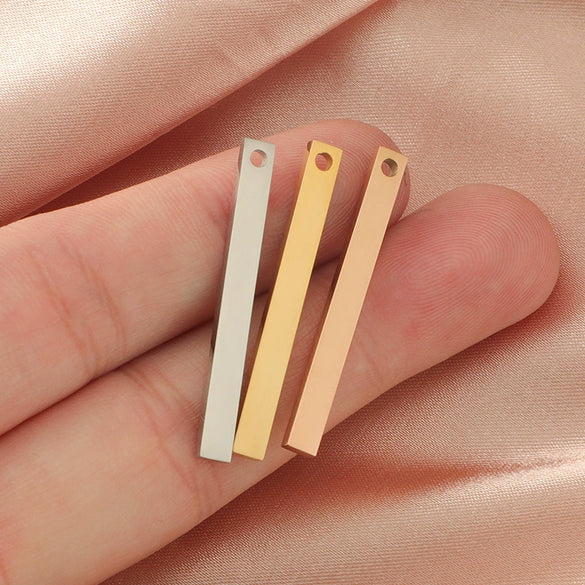 Stainless Steel Threedimensional Rectangular Long Pendant Tag Fine Polished Diy Jewelry Accessories