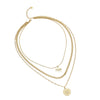 Stainless Steel Threelayer Round Pendant Necklace Electroplating Geometric Style Women's