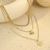Stainless Steel Threelayer Round Pendant Necklace Electroplating Geometric Style Women's