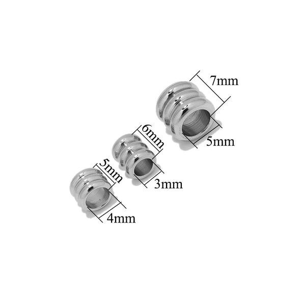 Stainless Steel Threelayer Straightthrough Hole Round Beads Jewelry Beads Accessories With Oiling Treatment And Glossy Pattern