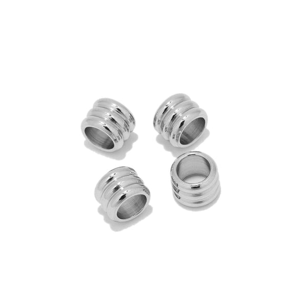Stainless Steel Threelayer Straightthrough Hole Round Beads Jewelry Beads Accessories With Oiling Treatment And Glossy Pattern