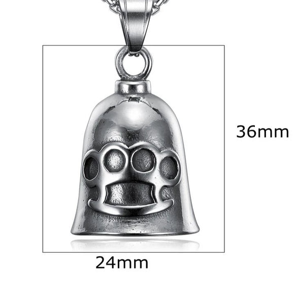 Stainless Steel Tiger Shaped Punk Bell Pendant With Polished Finish Motorcycle Guardian Charm