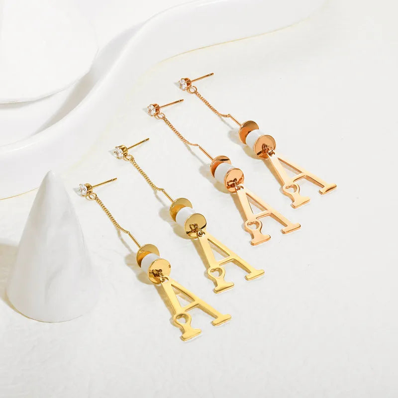 Wholesale Jewelry French Style Letter Zircon 14K Gold Plated Inlay Jewelry Set