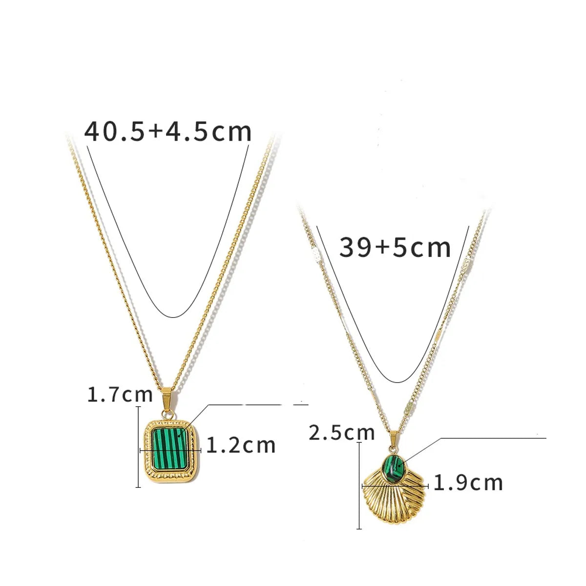 Stainless Steel Titanium Steel 18K Gold Plated IG Style Vacation French Style Geometric Inlay Acrylic Natural Stone Pendant Necklace