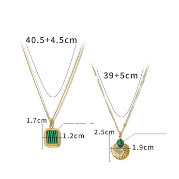 Stainless Steel Titanium Steel 18K Gold Plated IG Style Vacation French Style Geometric Inlay Acrylic Natural Stone Pendant Necklace