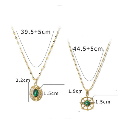 Stainless Steel Titanium Steel 18K Gold Plated IG Style Vacation French Style Geometric Inlay Acrylic Natural Stone Pendant Necklace