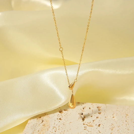 Stainless Steel Titanium Steel 18K Gold Plated Simple Style Water Droplets Necklace