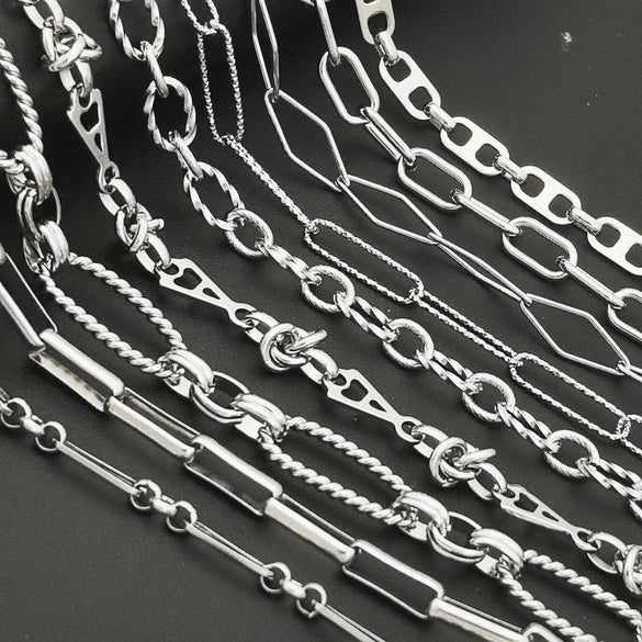 Stainless Steel Titanium Steel Chain Bracelet Necklace Accessories For Men Handmade With Tassel And Electrolysis Treatment