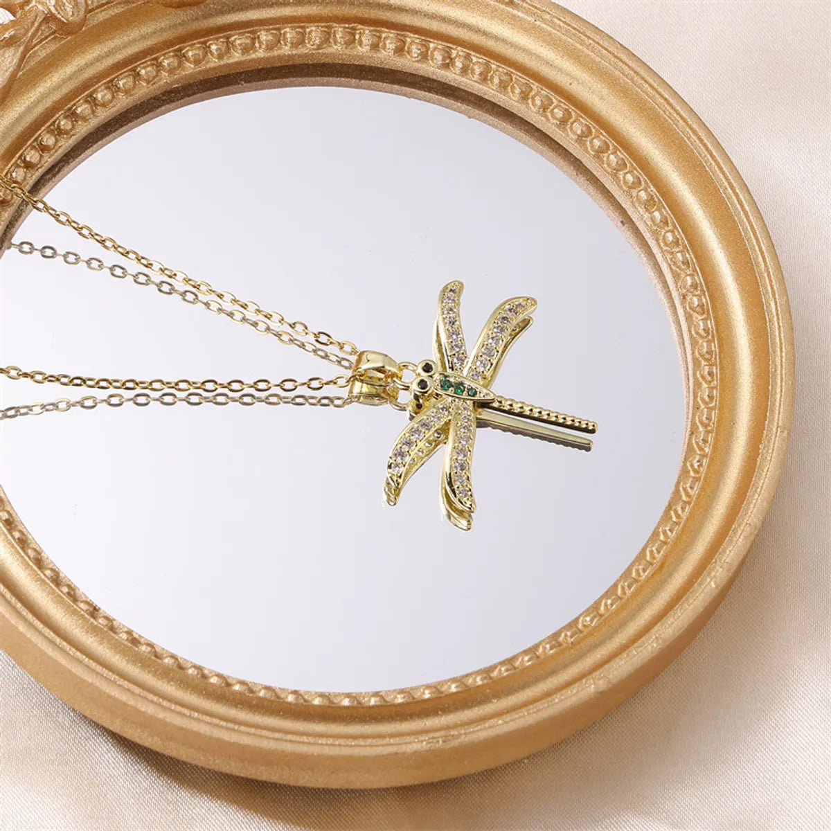 Stainless Steel Titanium Steel Elegant Simple Style Dragonfly Plating Inlay Zircon Pendant Necklace