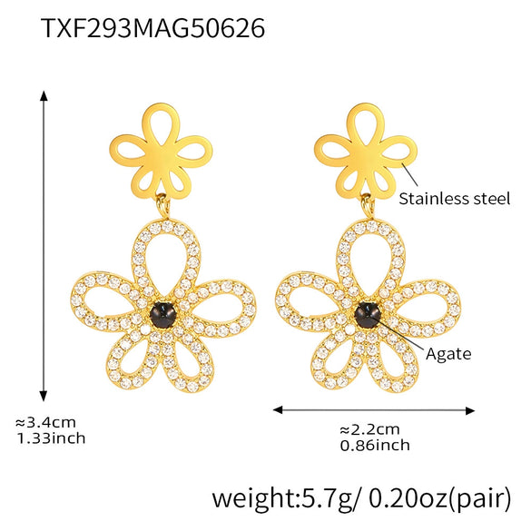 316L Stainless Steel 316L Stainless Steel Flower Jewelry Set With Electroplating Design