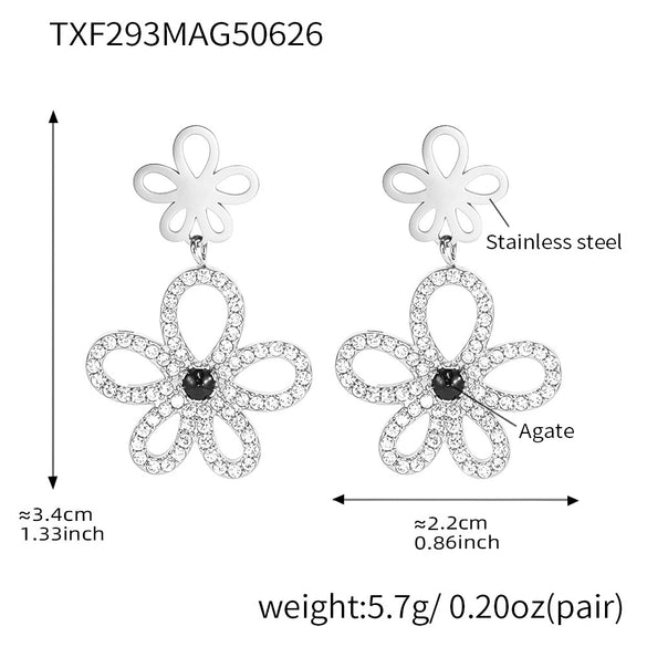 316L Stainless Steel 316L Stainless Steel Flower Jewelry Set With Electroplating Design