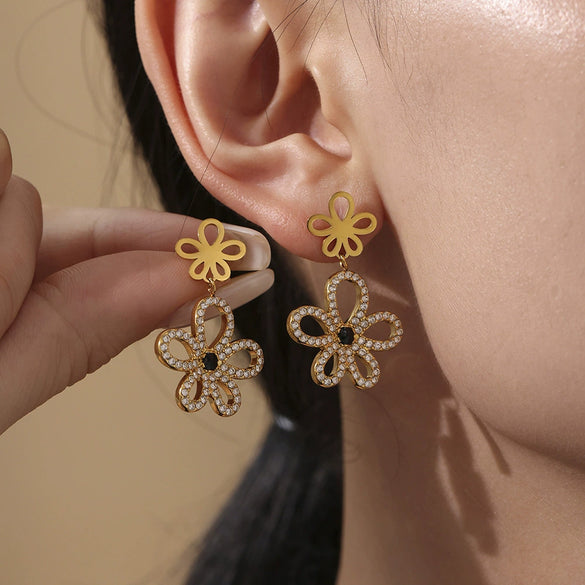 316L Stainless Steel 316L Stainless Steel Flower Jewelry Set With Electroplating Design
