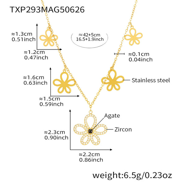 316L Stainless Steel 316L Stainless Steel Flower Jewelry Set With Electroplating Design