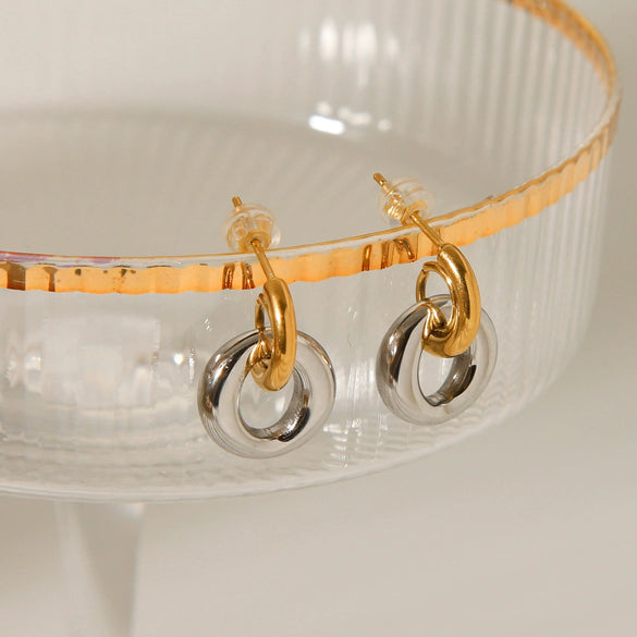 Stainless Steel Titanium Steel Geometric Earrings With Vacuum Plating And Electroplating For Women