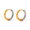 Stainless Steel Titanium Steel Geometric Hammered Pattern Hoop Earrings Vacuum Plated Waterproof