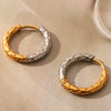 Stainless Steel Titanium Steel Geometric Hammered Pattern Hoop Earrings Vacuum Plated Waterproof