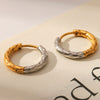 Stainless Steel Titanium Steel Geometric Hammered Pattern Hoop Earrings Vacuum Plated Waterproof