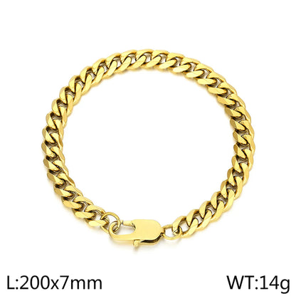 Stainless Steel Titanium Steel Hip-Hop Solid Color Bracelets Necklace