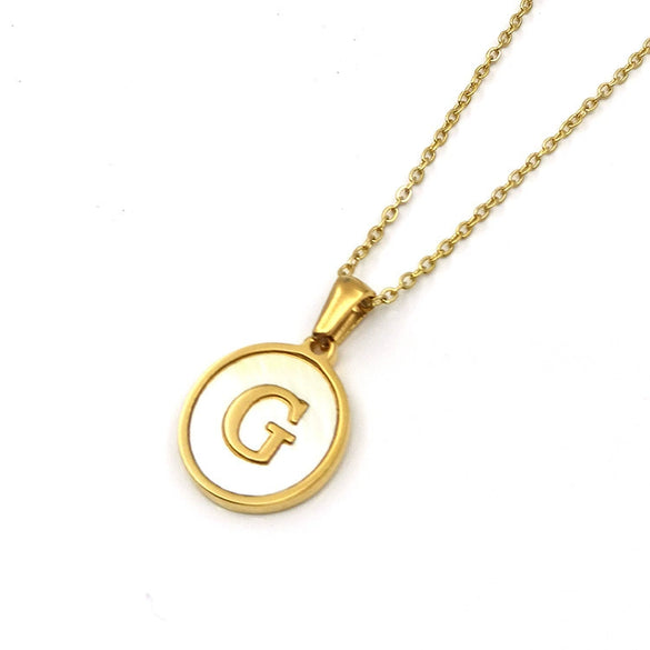 Stainless Steel 316L Stainless Steel Letter Pendant Necklace Round Shape Vacuum Plated