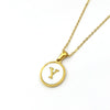 Stainless Steel 316L Stainless Steel Letter Pendant Necklace Round Shape Vacuum Plated