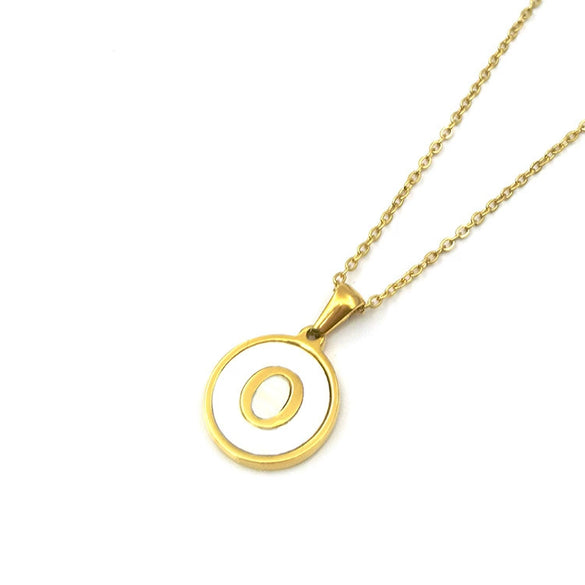 Stainless Steel 316L Stainless Steel Letter Pendant Necklace Round Shape Vacuum Plated