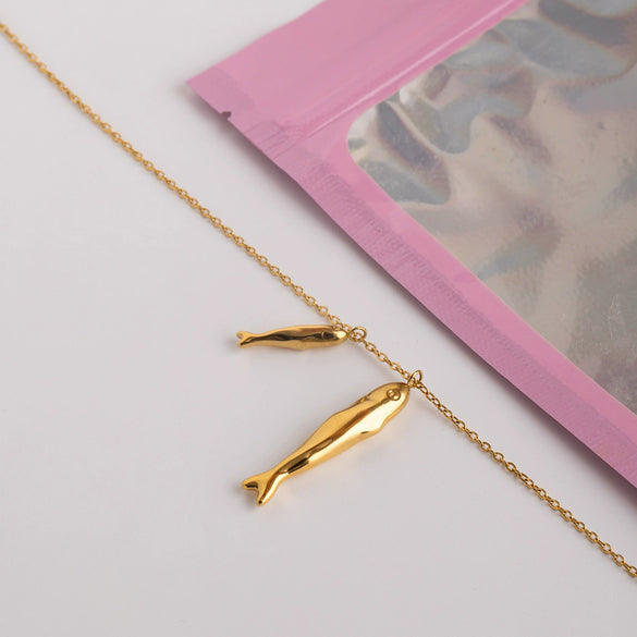 Stainless Steel Titanium Steel Necklace Electroplated Ocean Wind Pisces Pendant Women's Light Luxury Niche Style