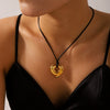 Stainless Steel Titanium Steel Pendant Necklace For Women With Hollow Heart Geometric Design And Electroplating Process