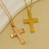 Stainless Steel Titanium Steel Simple Style Classic Style Cross Inlay Zircon Pendant Necklace