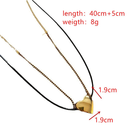 Stainless Steel Titanium Steel Simple Style Classic Style Heart Shape Layered Necklaces