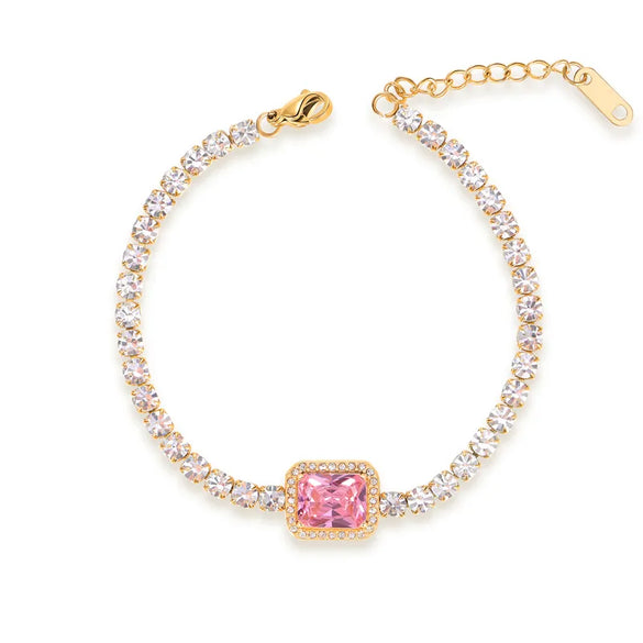 Stainless Steel Titanium Steel Simple Style Square Polishing Plating Inlay Zircon Bracelets