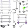 Stainless Steel Tongue Ring Puncture Jewelry With Crown And Star Pattern Electroplating Style