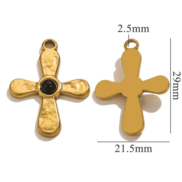Stainless Steel Totem Inlay Cross Natural Stone Pendant Light Luxury Bohemia Accessories Pendant