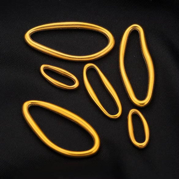 Stainless Steel Totem Irregular Border Connector Pendant Necklace Jewelry Accessories With Pvd Gold Electroplating