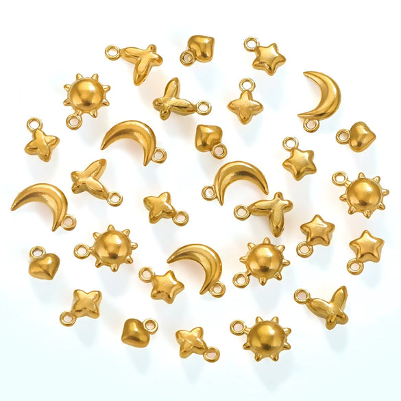 Stainless Steel Totem Moon Sun Pendant Necklace Accessories Electroplated Diy Jewelry