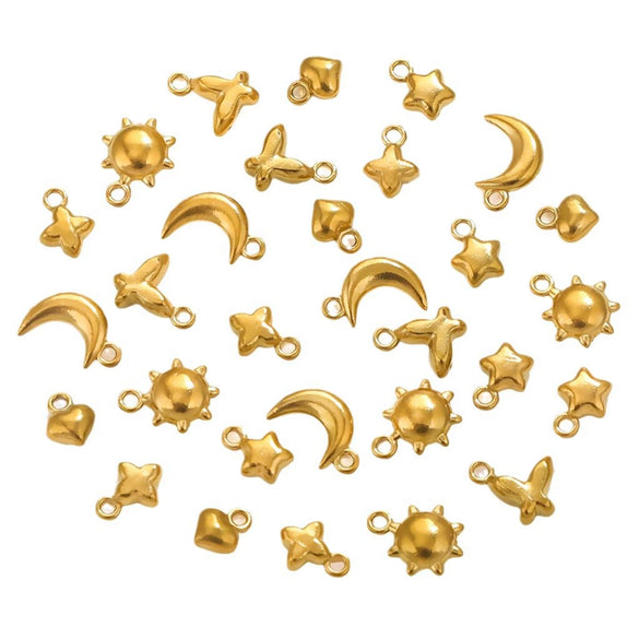 Stainless Steel Totem Moon Sun Pendant Necklace Accessories Electroplated Diy Jewelry