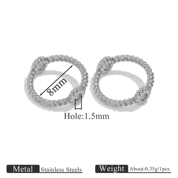 Stainless Steel Totem Pattern Double Hole Twist Bead Connecting Ring Rotating Jewelry Accessories With Electroplating