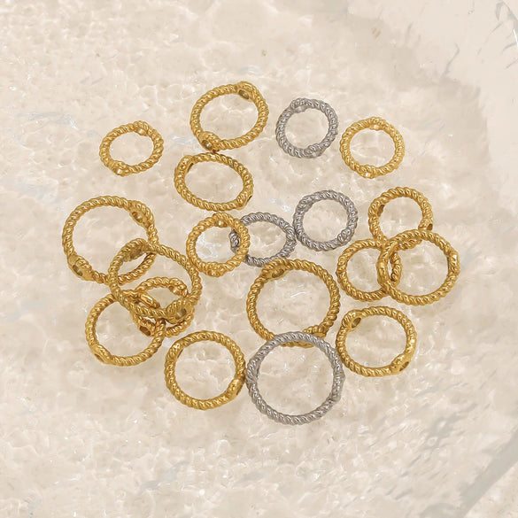 Stainless Steel Totem Pattern Double Hole Twist Bead Connecting Ring Rotating Jewelry Accessories With Electroplating