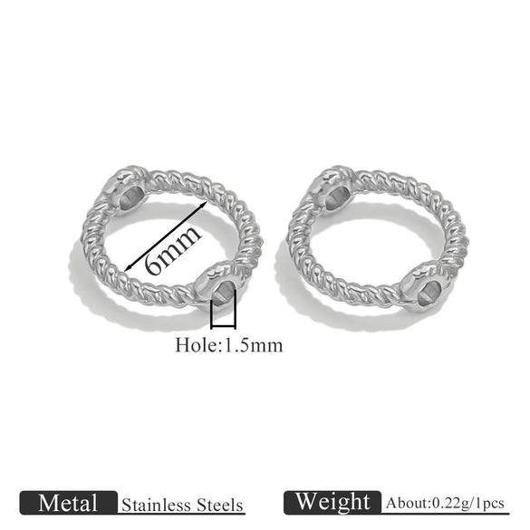 Stainless Steel Totem Pattern Double Hole Twist Bead Connecting Ring Rotating Jewelry Accessories With Electroplating