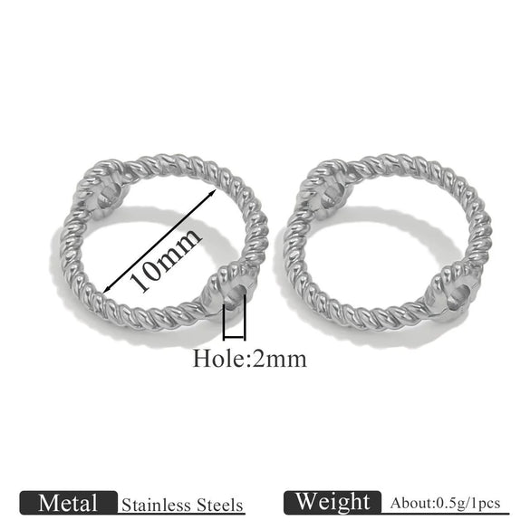 Stainless Steel Totem Pattern Double Hole Twist Bead Connecting Ring Rotating Jewelry Accessories With Electroplating