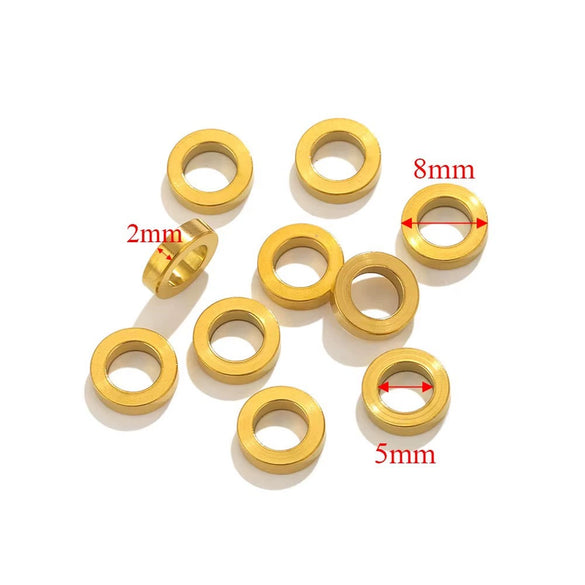 Stainless Steel Totem Pattern Electroplated Round Plane Closed Ring Spacer Loose Beads Jewelry Accessories