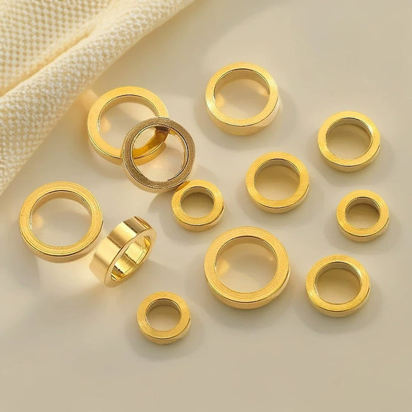 Stainless Steel Totem Pattern Electroplated Round Plane Closed Ring Spacer Loose Beads Jewelry Accessories