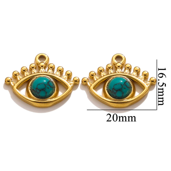 Stainless Steel Totem Pattern Natural Stone Pendant Diy Jewelry Accessories For Earrings And Necklace With Electroplating