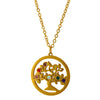 Stainless Steel Tree Of Life Necklace And Earrings Set Fashion Electroplated Floral Pendant Jewelry For Women