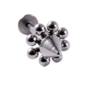 Stainless Steel Triangular Welding Punk Piercing Earrings With Tapered Outer Teeth And Steel Ball