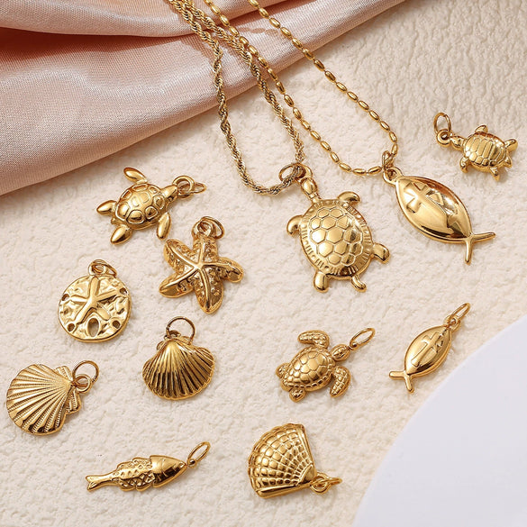 316L Stainless Steel Turtle Starfish Marine Life Pendant Jewelry Accessories Electroplated Diy Pendant Necklace