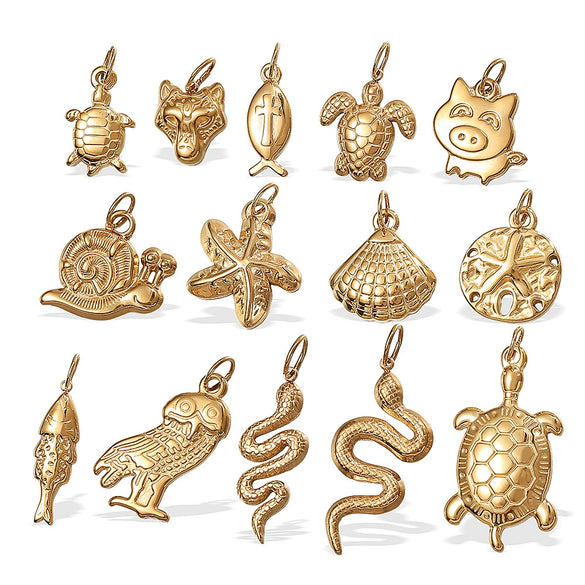 316L Stainless Steel Turtle Starfish Marine Life Pendant Jewelry Accessories Electroplated Diy Pendant Necklace