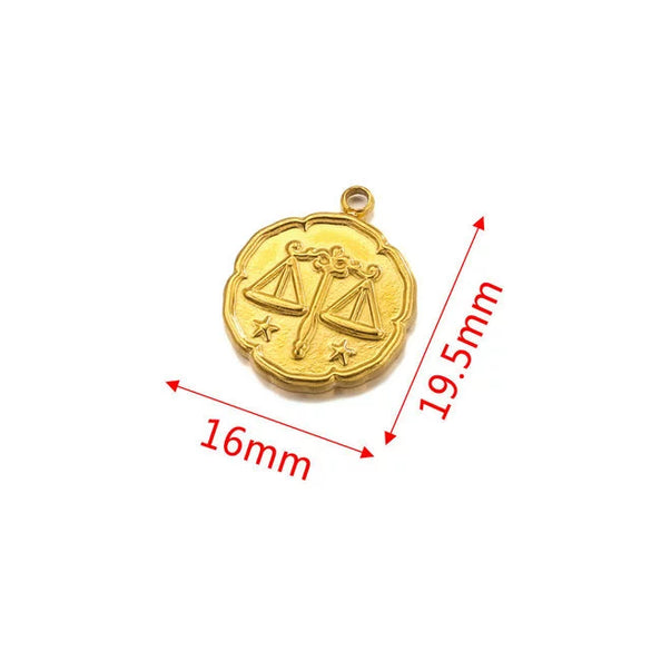 Stainless Steel Twelve Constellations And Fish Pattern Cartoon Pendant Necklace With Electroplating