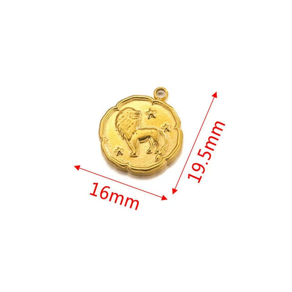 Stainless Steel Twelve Constellations And Fish Pattern Cartoon Pendant Necklace With Electroplating